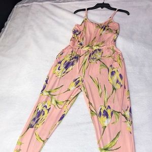 Peach romper with flowers